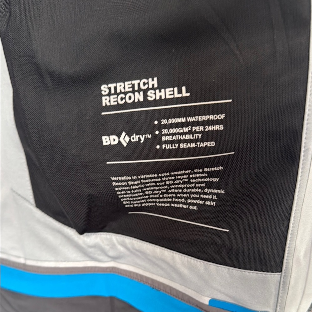Black Diamond Men’s Recon Stretch Ski Shell – Kingfisher Blue – Size L - Picture 14 of 16